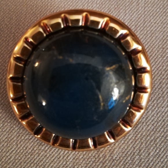 Vintage Dark Blue & Gold Earrings - Picture 3 of 4